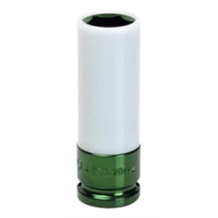 Cool Kitchen 28496 0.5 in. Drive 0.87 in. Extra Thin Wall Deep Wheel Protector Impact Socket - Green CO3537617